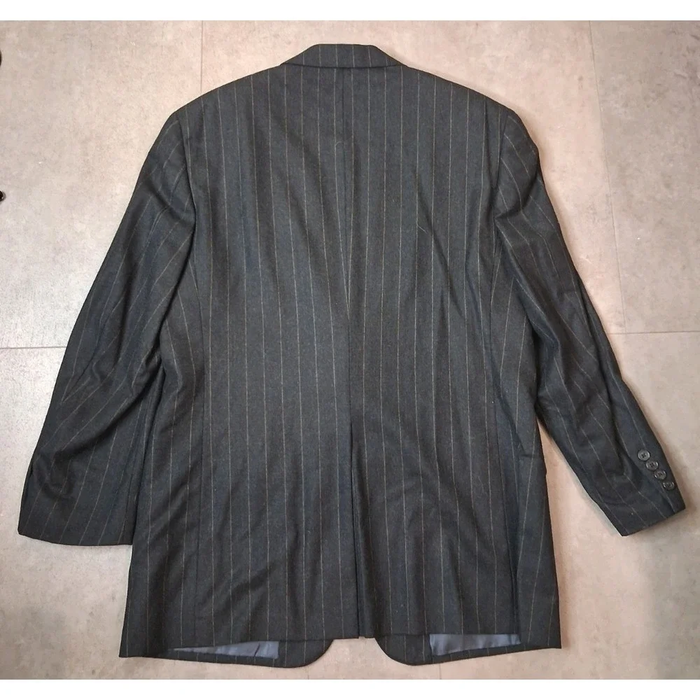 Hilton Wool Mens Gray Stripe Blazer Jacket Size 42 Formal Workwear Office